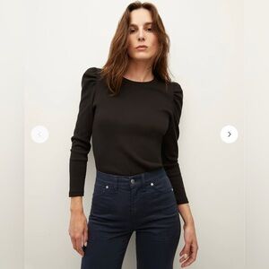 VERONICA BEARD Women’s Large Britney Puff-Sleeved Ribbed Top CP25